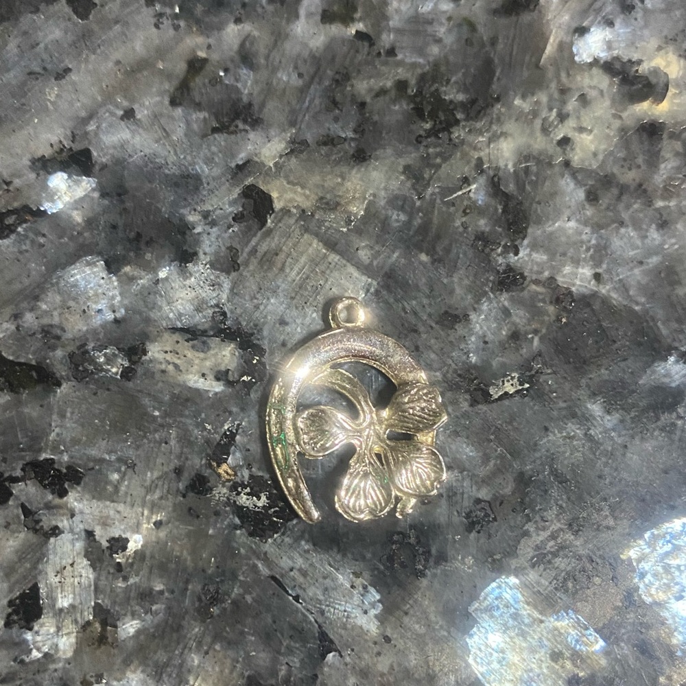 Vintage Sterling Silver Hibiscus and Horseshoe Charm